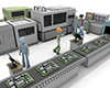 Working people ｜ Factory work ｜ Assembly line --Industrial image Free illustration