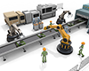 Operate a robot ｜ Operate a machine ｜ Factory work --Industrial image Free illustration