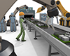 Working with robots ｜ Factory work ｜ Assembly line --Industrial image Free illustration