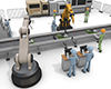 Move the machine ｜ Press the switch on the panel ｜ Factory work ――Industrial image Free illustration