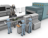 Run a robot ｜ Work in a factory ｜ Move a device --Industrial image Free illustration