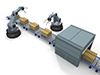 Operate the machine ｜ Automatically sort the machine ｜ Machine works instead of humans ――Industrial image Free illustration