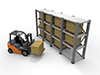 Working in a warehouse ｜ Driving a forklift ｜ Inventory management ｜ Products / Luggage --Industrial image Free illustration