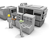 Factory workers | Operate by looking at the panel --Industrial image Free illustration