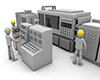Moving a big machine | Work in a factory --Industrial image Free illustration