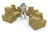 Worker / Deliveryman panics during busy season-Industrial image Free illustration