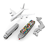 Japan Map / Transaction / Trade / Airplane-Industrial Image Free Illustration